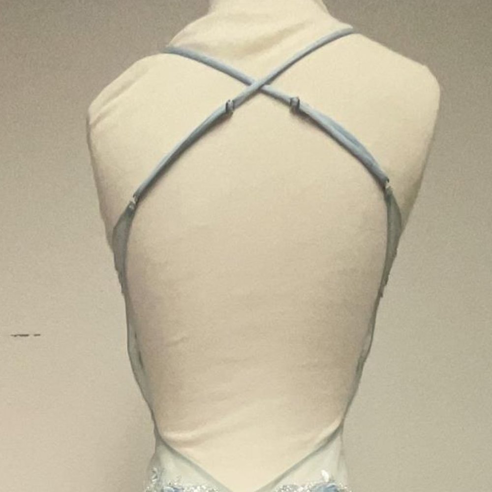 NEW LONG SLEEVELESS SHEATH DRESS V-NECKLINE AND OPEN CRISS-CROSS BACK NX G1369 - Picture 7 of 8
